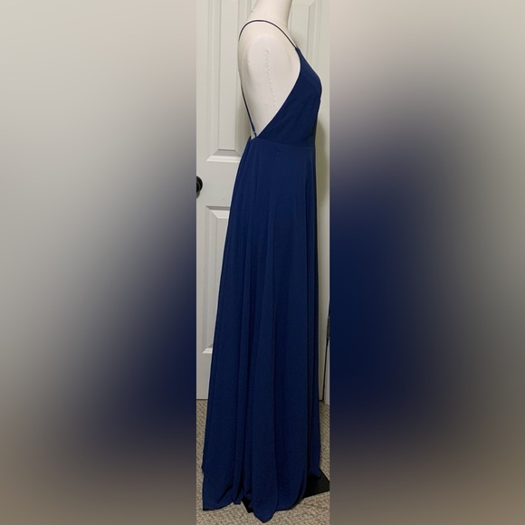 NWT M Lulu’s Navy Blue Maxi Dress Mythical Kind of Love Flowy Gown Garden Prom - Picture 4 of 16